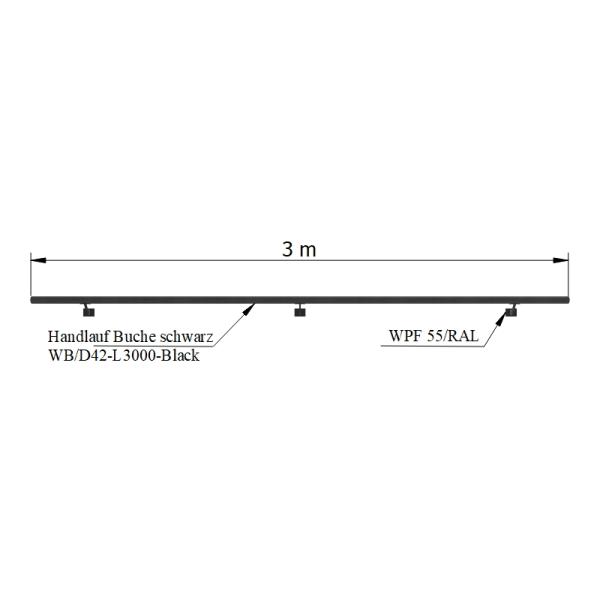 Holzhandlauf Handlauf Buche 42 rund Schwarz Echtholz Massiv Treppe Holz Treppen